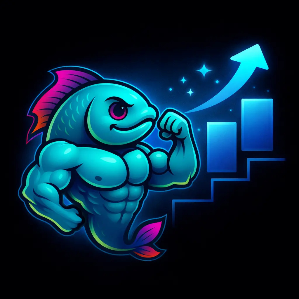 Guppy mascot climbing a progression path
