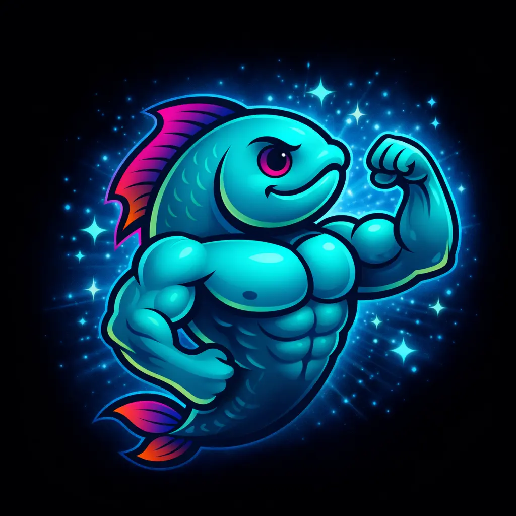 Guppy mascot flexing to represent a stronger future self